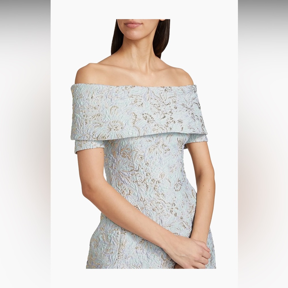 Rickie Freeman for Teri Jon Strapless Metallic Jacquard Cocktail Dress - Picture 7 of 16
